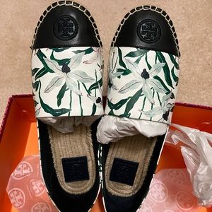 Tory Burch Flat Espadrille Printed Napa Leather Size 10